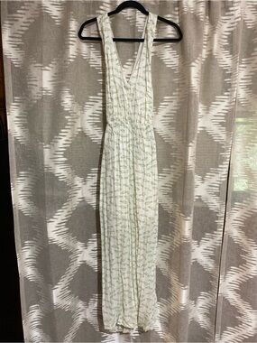 a new day White Maxi Dress with Light Green sardine print
